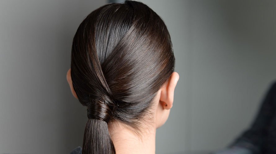 layered sleek ponytail
